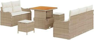 vidaXL Conjunto De Sof&aacute; De Jard&iacute;n 8 Pcs Beige Rat&aacute;n Sint&eacute;tico Vidaxl