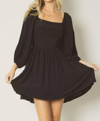 Entro Self Tie Closure Mini Dress In Black