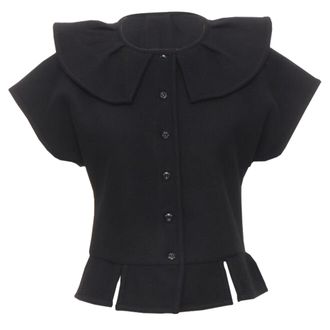 Comme Des Gar&ccedil;ons Comme Des Garcons s felt collar peplum structu top