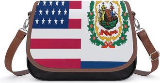Generic Flag of U.S.A And West Virginia Crossbody Bags for Women Fashion Leather Shoulder Handbags With Adjustable Strap