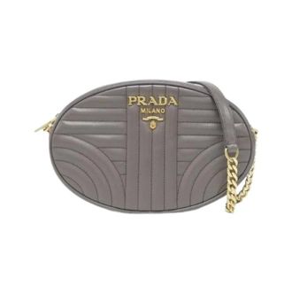 Prada Pre-owned Cross Body Bags, female, Gray, Size: ONE SIZE Pre-owned Soft Calf Impun Shoulder Bag