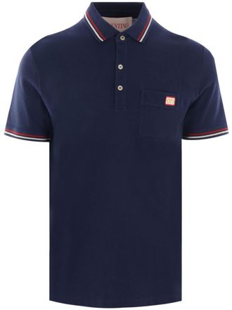 Valentino Navy Blue Short Sleeved Logo Polo