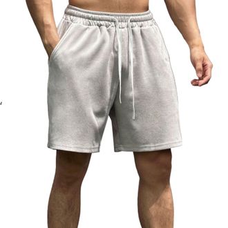 Generic Mens Beach Shorts with Drawstring Pockets Solid Colour Casual Short Trousers Regular Fit Elastic Slim Fit Gym Shorts Lightweight Breathable Sporty Sho