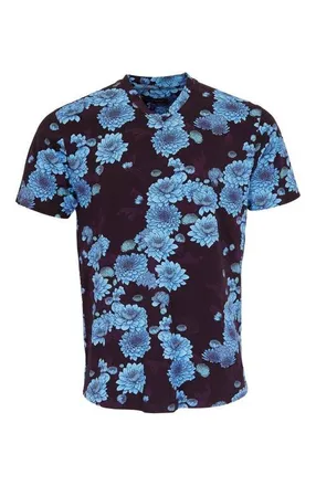 Lords of Harlech Maze V-neck Tee in Serious Floral Plum at Nordstrom, Size Large
