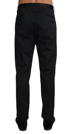 Dolce & Gabbana Black Cotton Brocade Formal Trousers Mens Pants