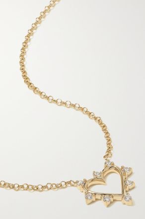 Marlo Laz Mini Open Heart 14-karat Gold Diamond Necklace - Oro