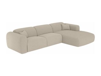 Vente-Unique Gran sof&aacute; cama rinconera derecha convertible cama chaise longue en tejido color beige jaspeado POGNI