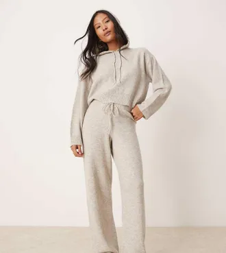 Jacqueline de Yong knitted pants in cream - part of a set-White