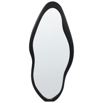 Beliani Beliani - Espejo De Pared Moderno Marco De Madera De Paulownia Forma Irregular Con Ganchos Negro Blet