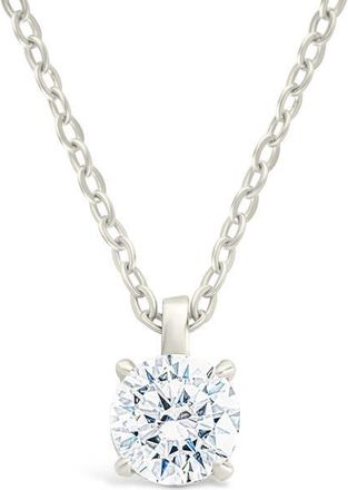 Sterling Forever Round Cubic Zirconia Pendant Necklace in Silver at Nordstrom