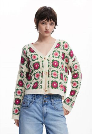 Desigual Womens Johanna Cardigan In Multi On Cream