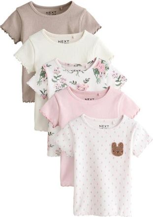 Next Kids Assorted 5-Pack Rib T-Shirts in Pink at Nordstrom, Size 3-4T