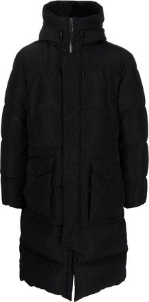 Herno panelled down mid coat - men - Polyamide/Polyamide/Down/Feather - 50 - Black