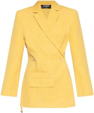 Jacquemus Tibau Blazer - Dames - Blazers - Geel - S - Linnen - Jassen