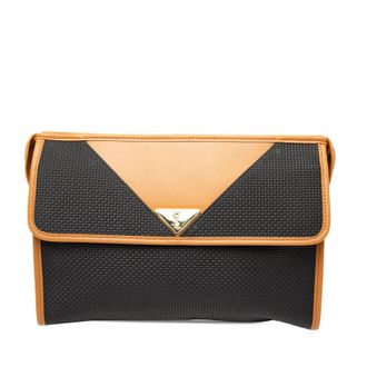 Saint Laurent Pre-owned Saint Laurent Leather Trimmed Coated Canvas Clutch UDNCW06G4EKLQSIQ