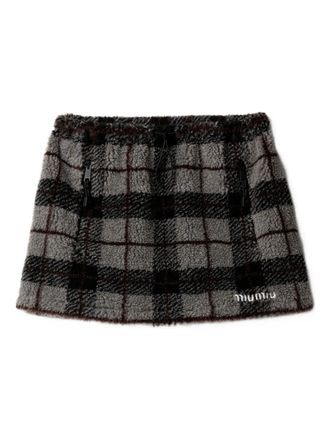 Miu Miu checked-pattern toggle mini skirt - Grey