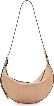 AllSaints Half Moon Suede Shoulder Bag in Mink Brown at Nordstrom