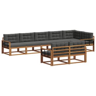 vidaXL Conjunto De Sof&aacute;s De Exterior 8 Pcs Natural Y Antracita Vidaxl