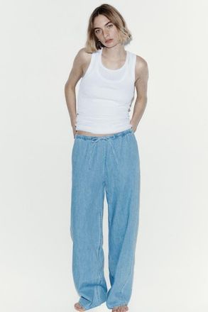 H&M Denim drawstring pants in Light Denim Blue at Nordstrom, Size Xx-Large