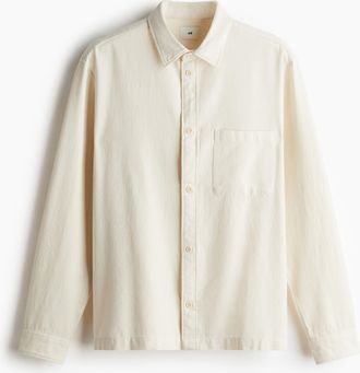 H&M Hemd mit Struktur in Regular Fit - White