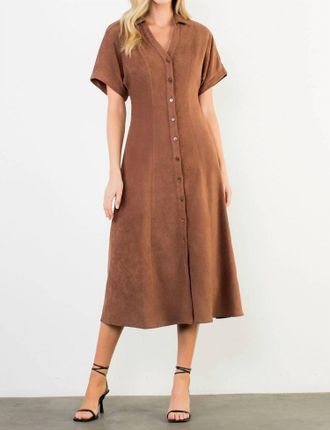 THML Clothing A-Line Midi Dress In Brown