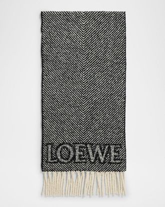 Loewe Logo Fringe Wool-Blend Scarf
