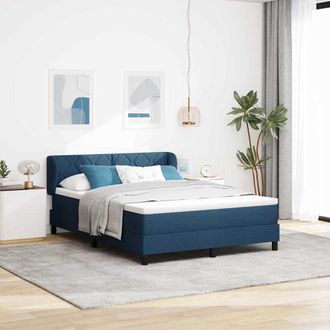 vidaXL Vidaxl - Letto Box Spring Con Materasso Blu 140 X 200 Cm Tessuto