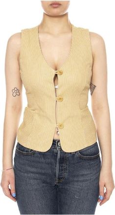 Thinking Mu Nogal Vest - Dames - Tops zonder mouwen - Veelkleurig - S - Katoen - Tops