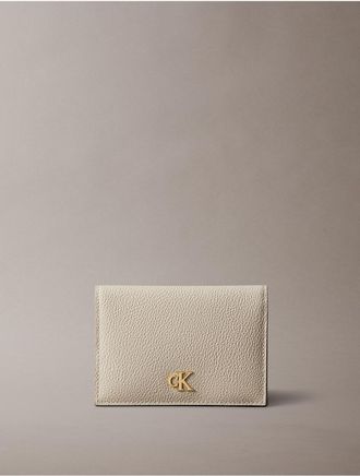 Calvin Klein Womens Minimal Monogram Flap Card Case - Light/Pastel Brown