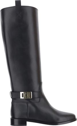 Ferragamo Zakia Leather Boots - female - Ferragamo - High Boots - Black - 4 1/2 UK - Shoes