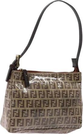 Fendi Pre-owned Shoulder Bags, female, Beige, Size: ONE SIZE Pre-owned Vintage Zucchino Shoulder Bag
