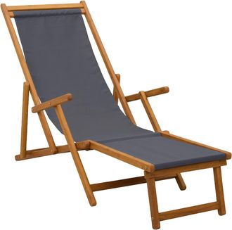 vidaXL Tumbona Plegable 3 Posici&oacute;n Madera De Eucalipto Maciza Gris Vidaxl