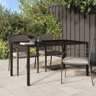 vidaXL Mesa Jard&iacute;n Vidrio Templado Rat&aacute;n Sint&eacute;tico 150x90x75 Cm Marr&oacute;n Vidaxl