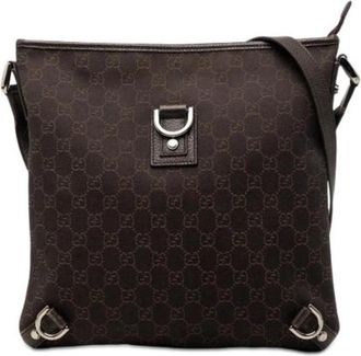 Gucci Pre-owned Denim Crossbody Bag - Dames - Vintage Schoudertas - Bruin - ONE Size - Denim - Vintage