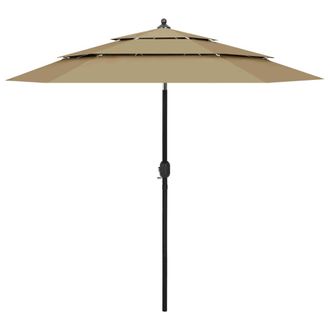 vidaXL Umbrilla 3 Capas Con Polo De Aluminio 2.5 M-cultivo Gris