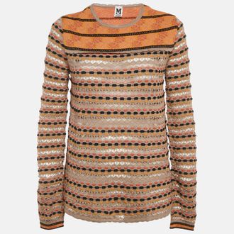 M Missoni Grey Floral Perforated Knit Top