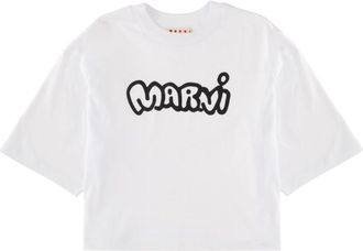 Marni White Logo Crew Neck T-Shirt