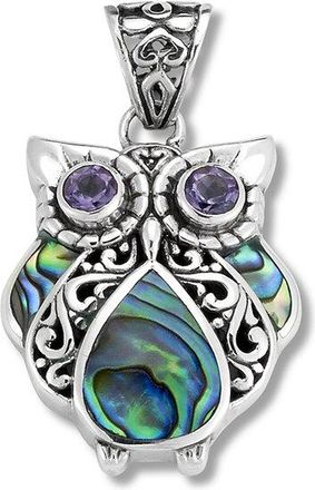 Samuel B. Silver 0.40 Ct. Tw. Amethyst & Abalone Owl Pendant