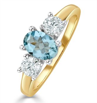 The Diamond Store Aquamarine 0.70ct and Diamond 0.50ct 18K Gold Ring FET23-C