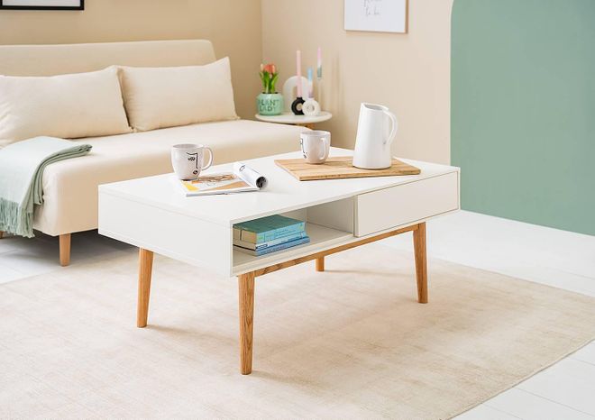 Mørteens home24 Couchtisch 2 Schubladen 100 x 45 x 60cm Weiß/Weiß ab 189,99 €