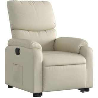 vidaXL Vidaxl - Sill&oacute;n Reclinable Elevable El&eacute;ctrico De Cuero Sint&eacute;tico Crema