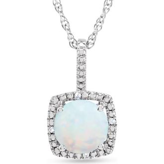 Allurez Lab Grown & Natural Diamond Pendant Necklace in Sterling Silver in White Opal at Nordstrom, Size 18