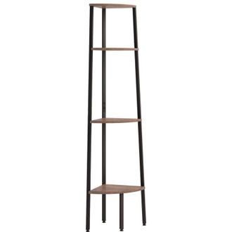 vidaXL Scaffale Angolare 4 Livelli Marrone Scuro Nero 45,5x31,5x150cm - Vidaxl