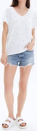 Chrldr All Over Stars V-Neck Wide T-Shirt In White