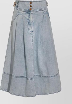 Zimmermann denim pleated paneled maxi skirt