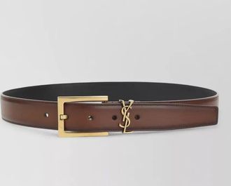 Saint Laurent cassandre calf leather belt squared buckle