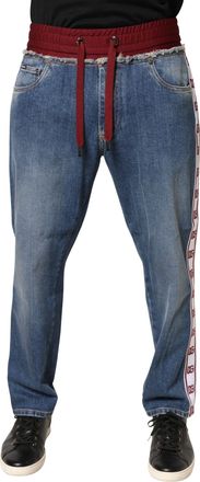 Dolce & Gabbana Mens Blue Cotton Drawstring Straight Denim Jeans Polyester Elastane Clothing