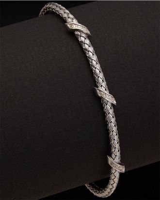 Meshmerise 18K Over Silver 0.15 Ct. Tw. Diamond Bangle Bracelet