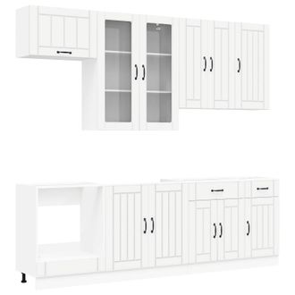 vidaXL Unidad De Cocina Lucca 8 Uds. Blanco Madera De Ingenier&iacute;a Vidaxl