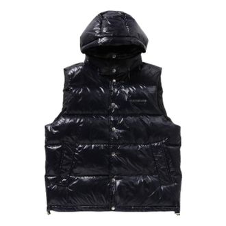 A Bathing Ape Line Camo Debossed Nylon Down Vest Black 1K80-144-306-BLK